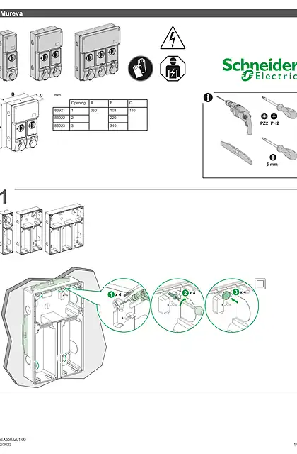 schneider施耐德Mureva Back Box Modular 1-2-3 Installation sheet